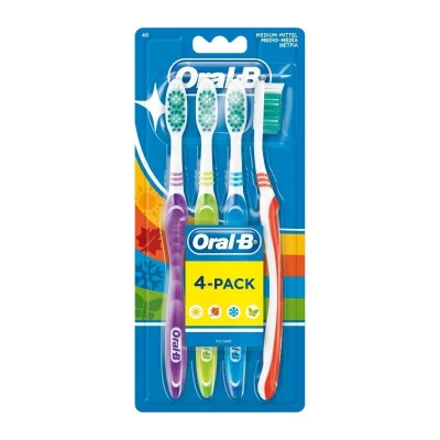 ORALB 123 Shiny Clean Medium Toothbrush 4 pack