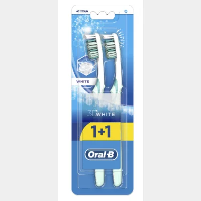 Oral B 3D White Medium Toothbrush  1+1 pcs