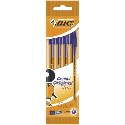 Orange Fine Ballpoint Pens Blue 4-Pack