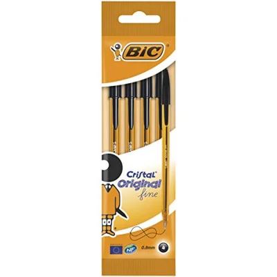 Orange Fine Ballpoint Pens Black 4-Pack