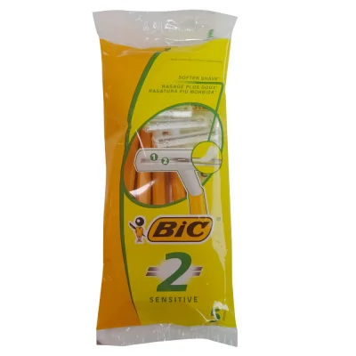 Bic razor 5 u. 2 blades sensitive yellow.