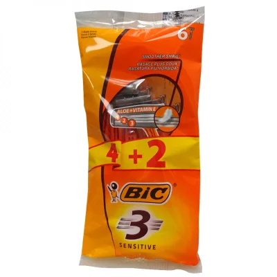 Bic razor 4+2 u. 3 blades sensitive.