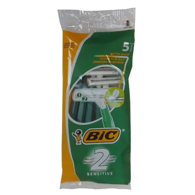 Bic razor 5 u. 2 blades sensitive green.