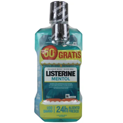 Listerine mouthwash 500 ml. + 250 ml. Menthol.