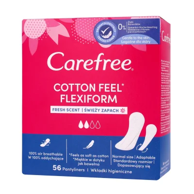 Carefree Cotton Feel Flexiform Panty Liners Fresh Scent 56 pack