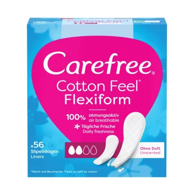 Carefree Cotton Feel Flexiform Panty Liners Unscented 56 pack