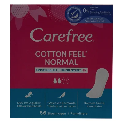 Carefree sanitary towels 56 u. Cotton feel fresh scent.
