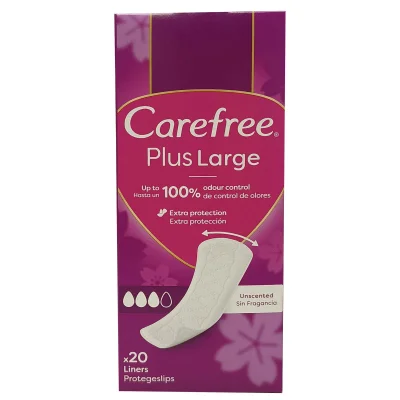 Carefree sanitary towels 20 u. Plus large.