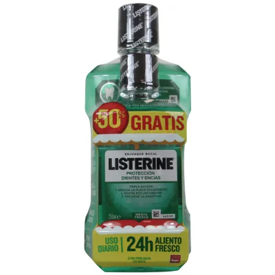 Listerine mouthwash 500 ml. + 250 ml. Teeth & gum protection fresh mint.