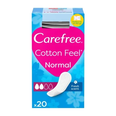 Carefree Cotton Feel Fresh Normal Panty Liners Individually Wrapped 20 pack