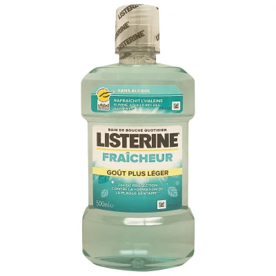 Listerine mouthwash 500 ml. Fresh flavor. Alcohol-free.