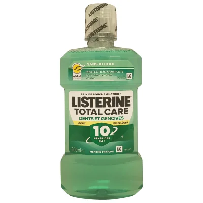 Listerine mouthwash 500 ml. Total care. Fresh mint.