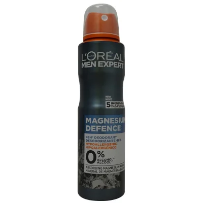 L'Oréal men expert spray deodorant 150 ml. Magnesium defence.