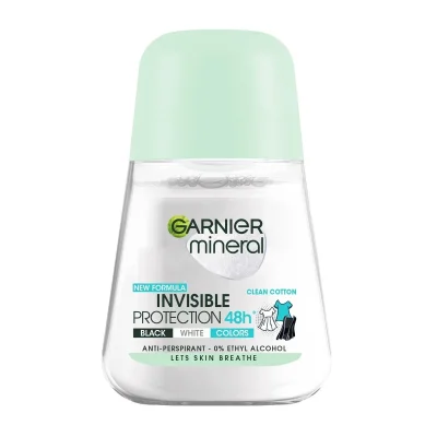 Garnier Mineral Invisible Black White Color Clean Cotton Roll-On Deodorant Women 50ml