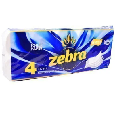 ZEBRA TOILET PAPER 10 ROLLS 4S WHITE