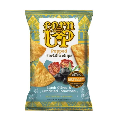 Corn Up Tortilla Chips Black Olives and Sundried Tomatoes 60g