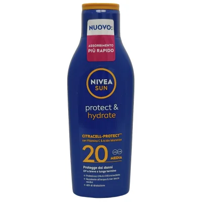 Nivea Sun solar milk 200 ml. Protection 20 With Vitamin C and Hyaluronic Acid