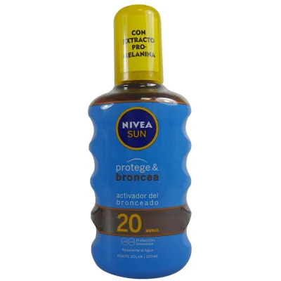 Nivea Sun solar oil spray 200 ml. Protection 20 protects & tans.