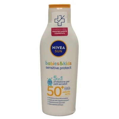 Nivea Sun solar milk 200 ml. Kids protection 50+ sensitive.