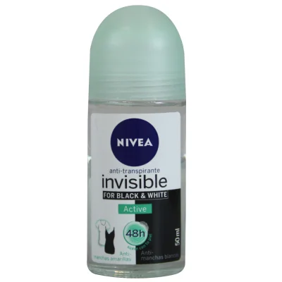 Nivea deodorant roll-on 50 ml. Black & white invisible active. (box 12 u.)