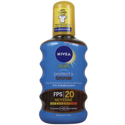 Nivea Sun solar oil spray 200 ml. Protection 20 protects & tans.