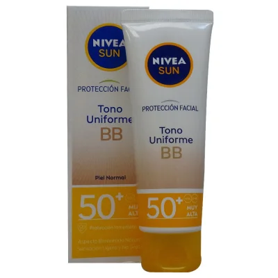 Nivea Sun solar milk 50 ml. Facial protection 50+ BB crem with color.