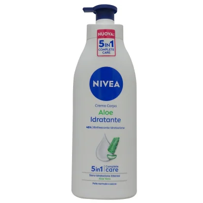 Nivea body milk 500 ml. Hydrating with aloe vera 5 in 1 with dispenser.
