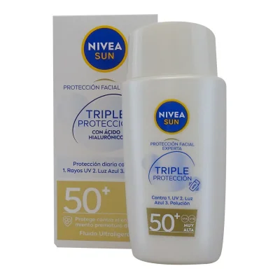 Nivea Sun solar cream 50 ml. Facial protection 50+ with hyaluronic acid.