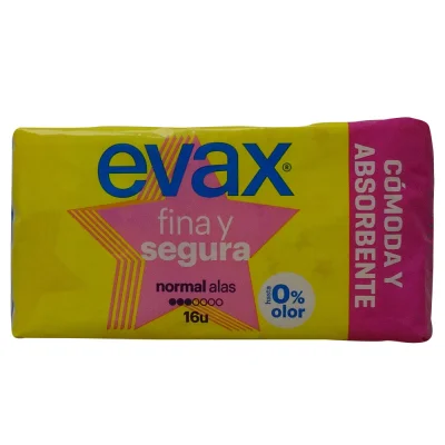 Evax sanitary 16 u. Fina y segura normal with wings.