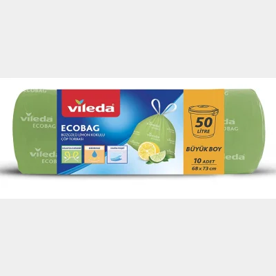 Vileda Ecobag Drawstring Lemon Scented Garbage Bag Large Size 10 pcs