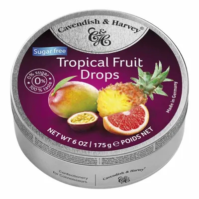 Cavendish & Harvey Tropical Fruit Drops Sugar Free 175g