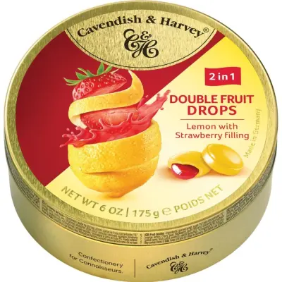 Cavendish & Harvey Duo Fruit Drops Lemon Filled Strawberry 175g