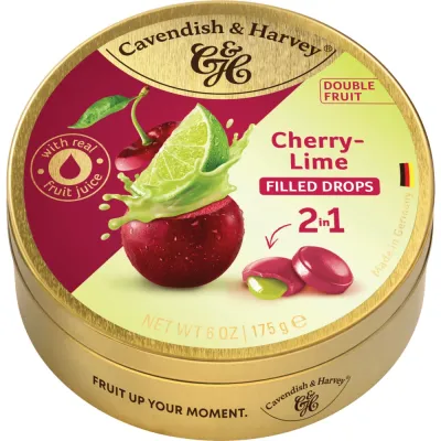 Cavendish & Harvey Duo Fruit Drops Cherry Filled Lime 175g