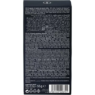 Davidoff 10CAPS. (55G) NESPRESSO CREMA INTENSE LUNGO /10