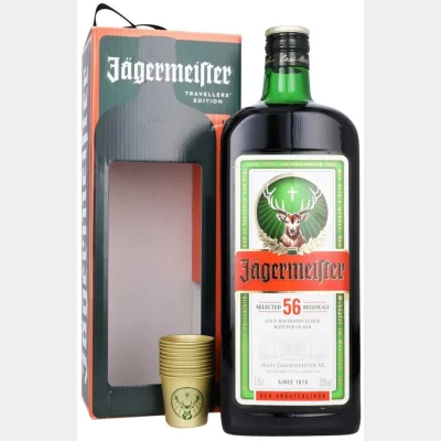 Jagermeister + 10 Shot Glasses 35% 1.75Ltr