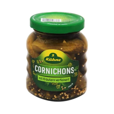 KUHNE pickled cocktail cornichons 180g
