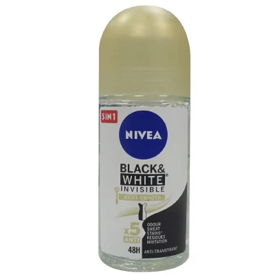 Nivea deodorant roll-on 50 ml. Black & White Invisible silky smooth.