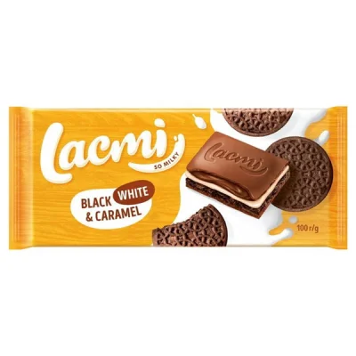ROSHEN LACMI CHOCOLATE 100gr. BLACK WHITE & CARAMEL