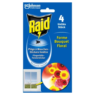 RAID Fly Killer Window Sticker Floral Bouquet 4 stickers