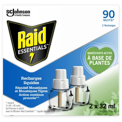 RAID Anti-mosquito refill 90 nights electric, pack of 2 refills