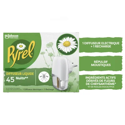 PYREL Electric Liquid Mosquito Repellent Diffuser 1 diffuser + 1 refill