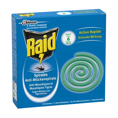 RAID Mosquito & Tiger Mosquito Coils 10x6 hours 10 coils + 1 holder