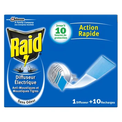 RAID Mosquito Repellent electric diffuser odorless, diffuser + 10 refills