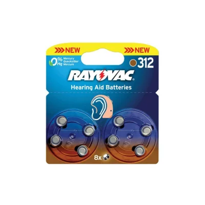 RAYOVAC Zinc-air Button Cells 312/PR41 1.4 V Hearing Aid, 8-pack