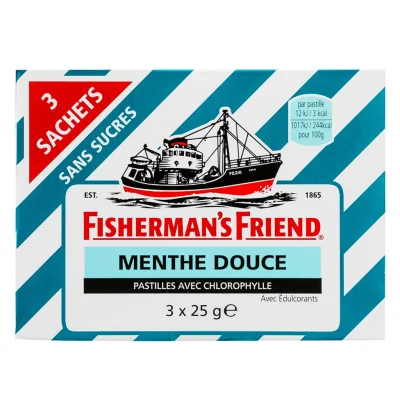 FISHERMAN'S Mild Mint flavour lozenges with chlorophyll sugar free 3 x 25 g