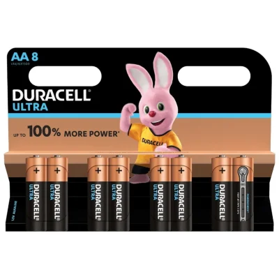 DURACELL Alkaline Batteries LR6-AA 1.5V Ultra Power, pack of 8