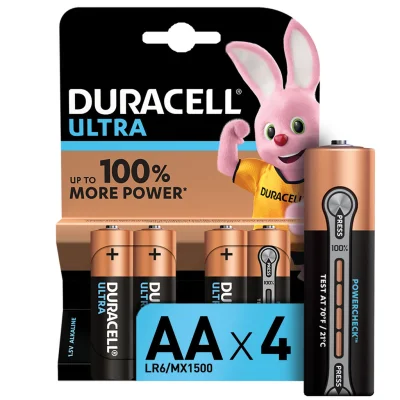 DURACELL Alkaline Batteries LR6/AA 1.5V Ultra Power, pack of 4