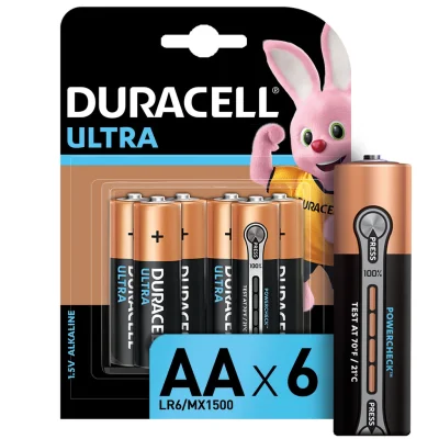 DURACELL Alkaline Batteries LR6/AA 1.5V Ultra Power Pack of 6