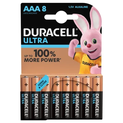 DURACELL Ultra Power Alkaline AAA 1.5V Batteries (LR03) - Pack of 8