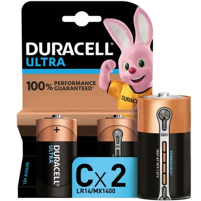 DURACELL Alkaline Batteries LR14-C 1.5V Ultra Power x2